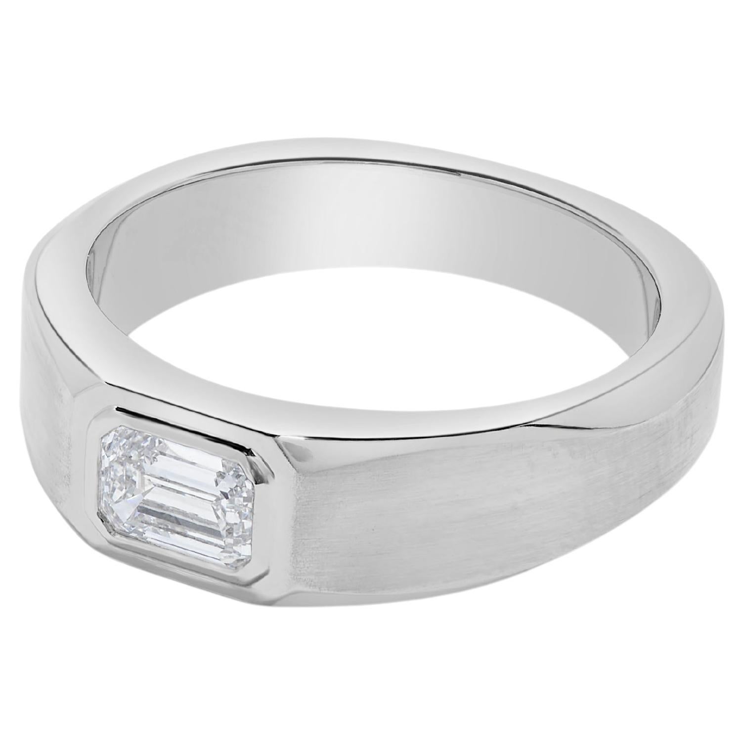 Platinum and Diamond Men's' Dome Ring For Sale