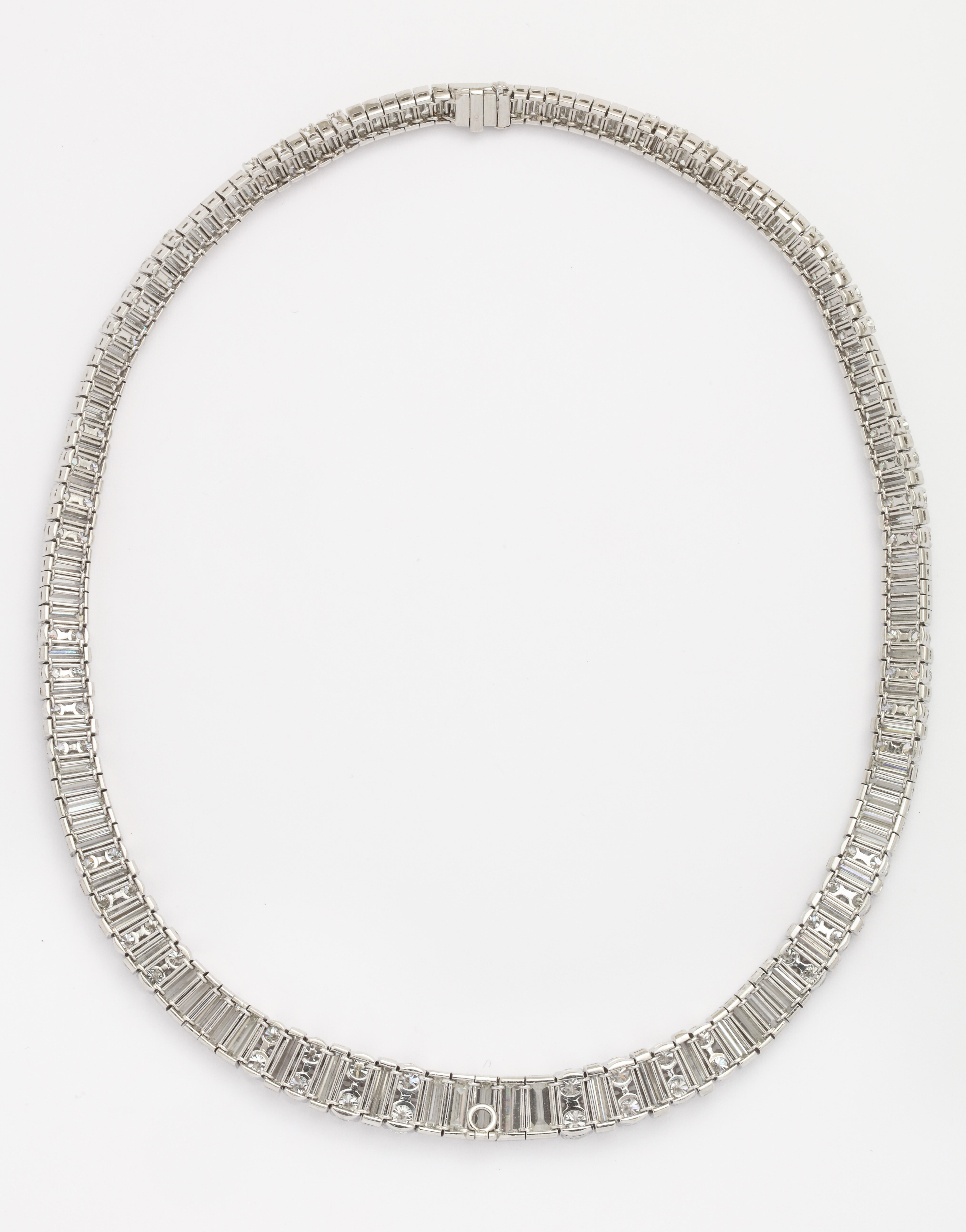Modern Platinum and Diamond Necklace For Sale
