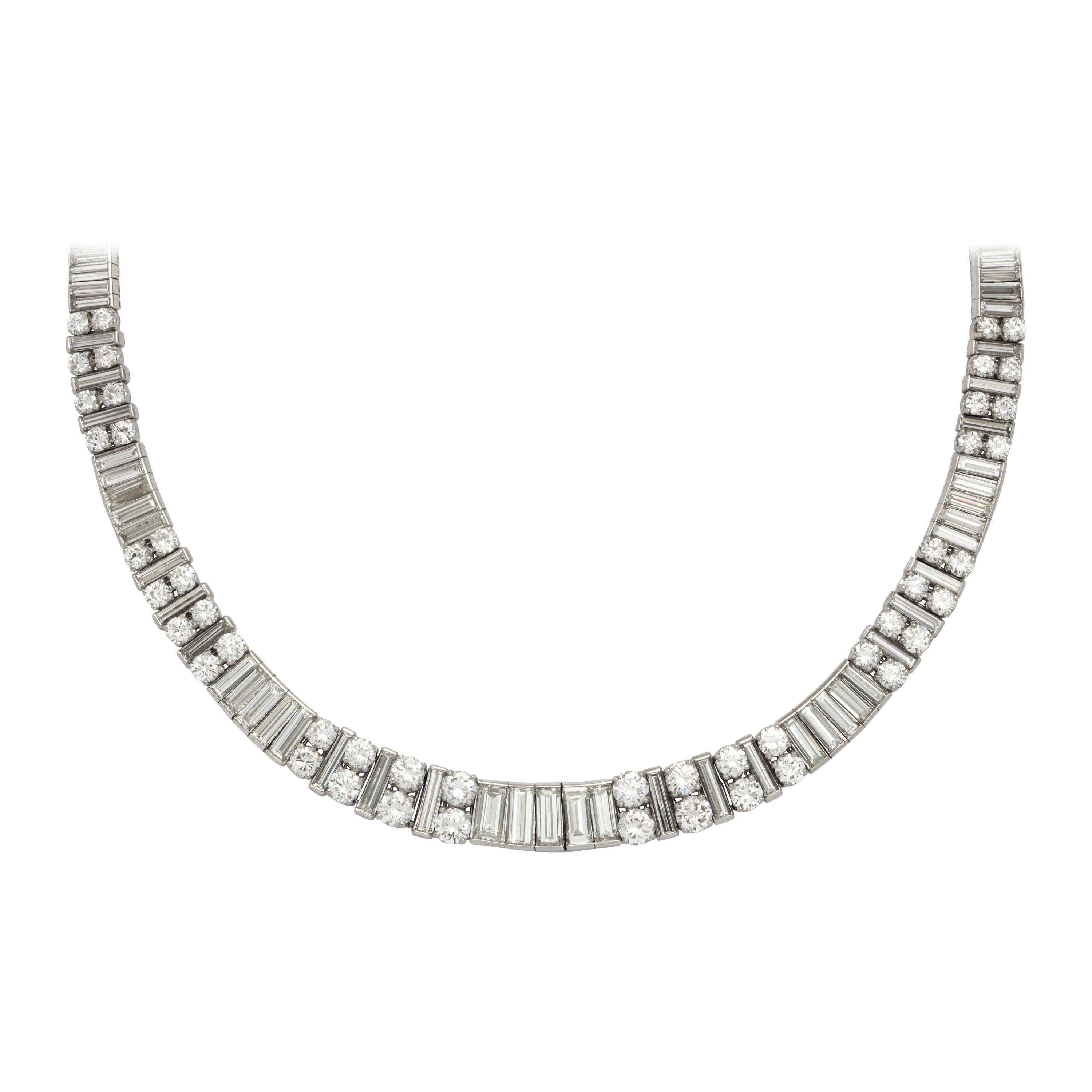 Platinum and Diamond Necklace For Sale
