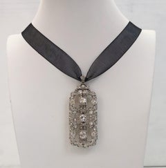 Vintage Italian Platinum and Diamond Pendant Brooch, 4.5 ct, 1930s