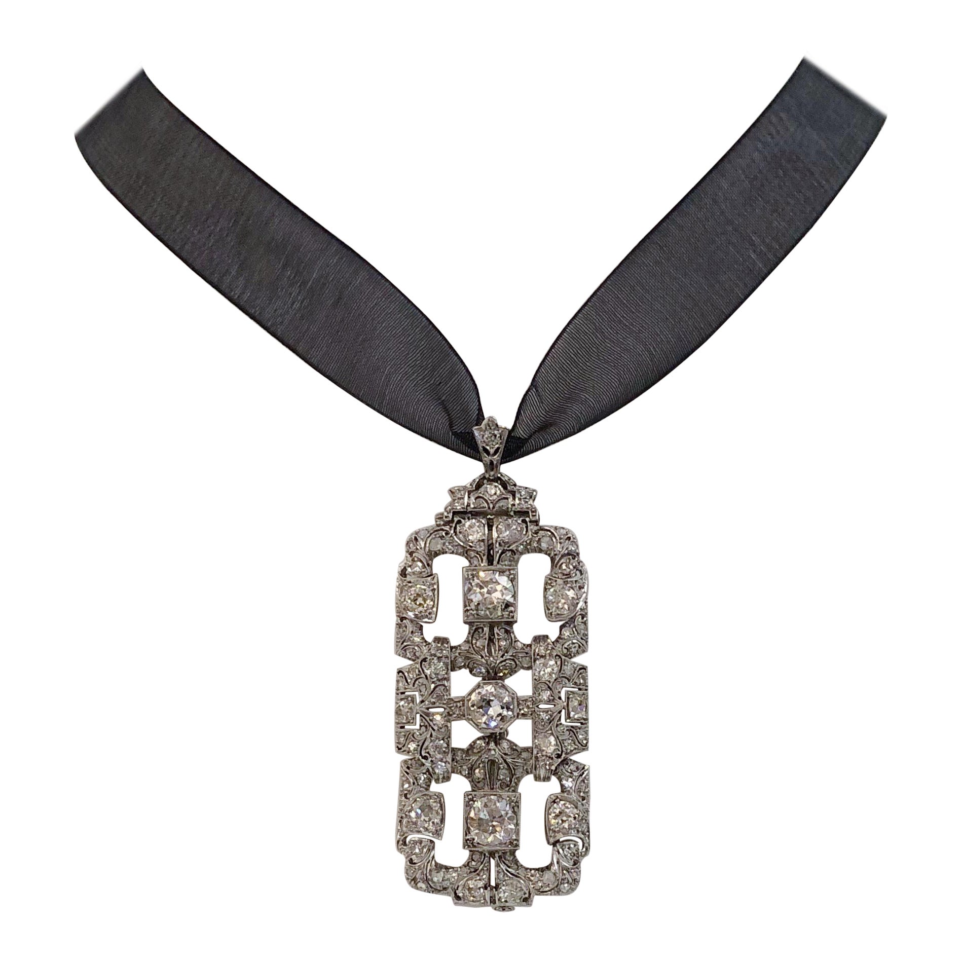 Colgante / Broche de Platino y Diamantes