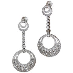 Platinum and Diamond Pendant Dangle Earrings