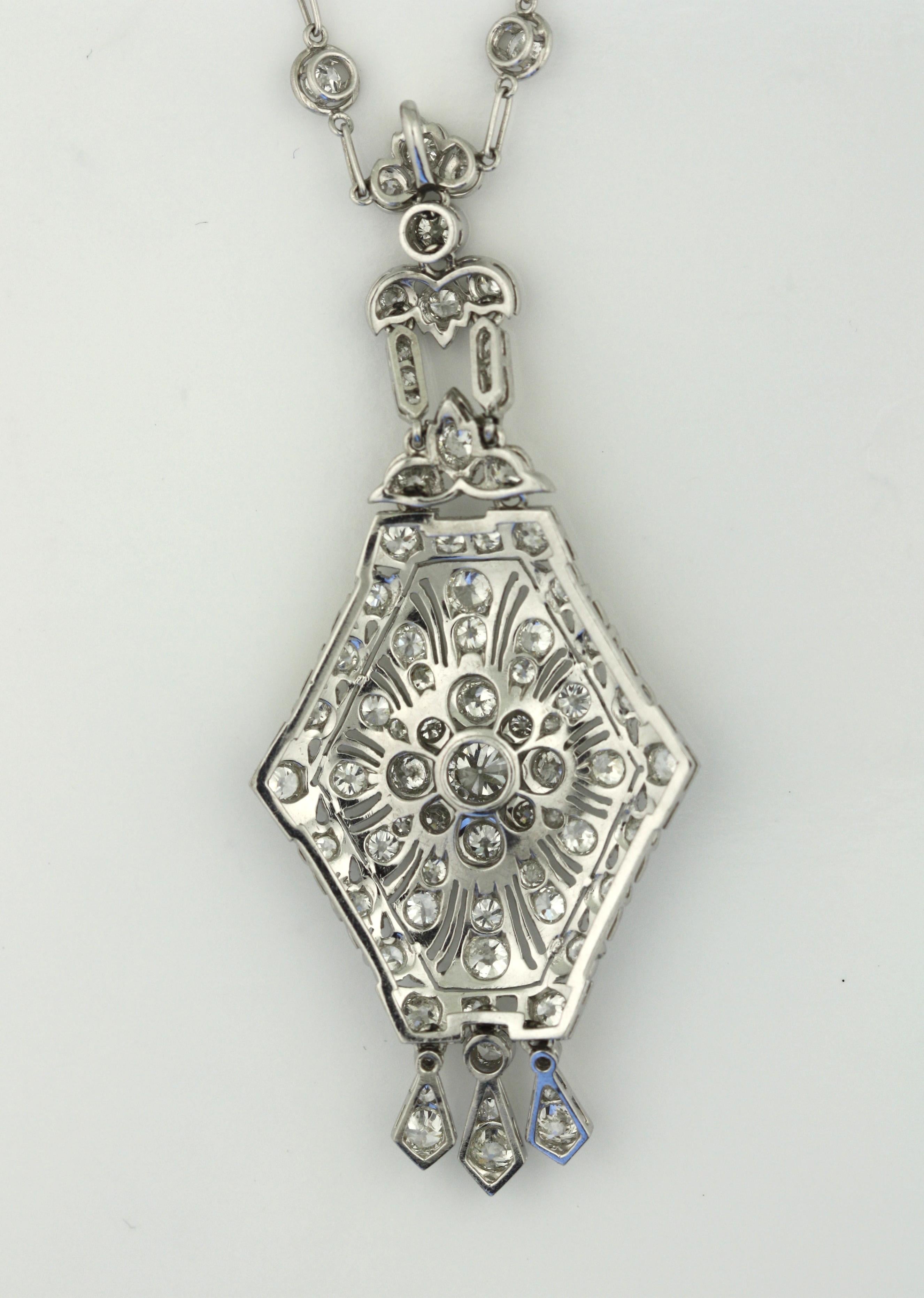 Platinum and Diamond Pendant Necklace For Sale 2