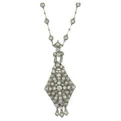 Used Platinum and Diamond Pendant Necklace