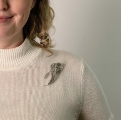 Platinum and Diamond Ribbon Clip-Brooch