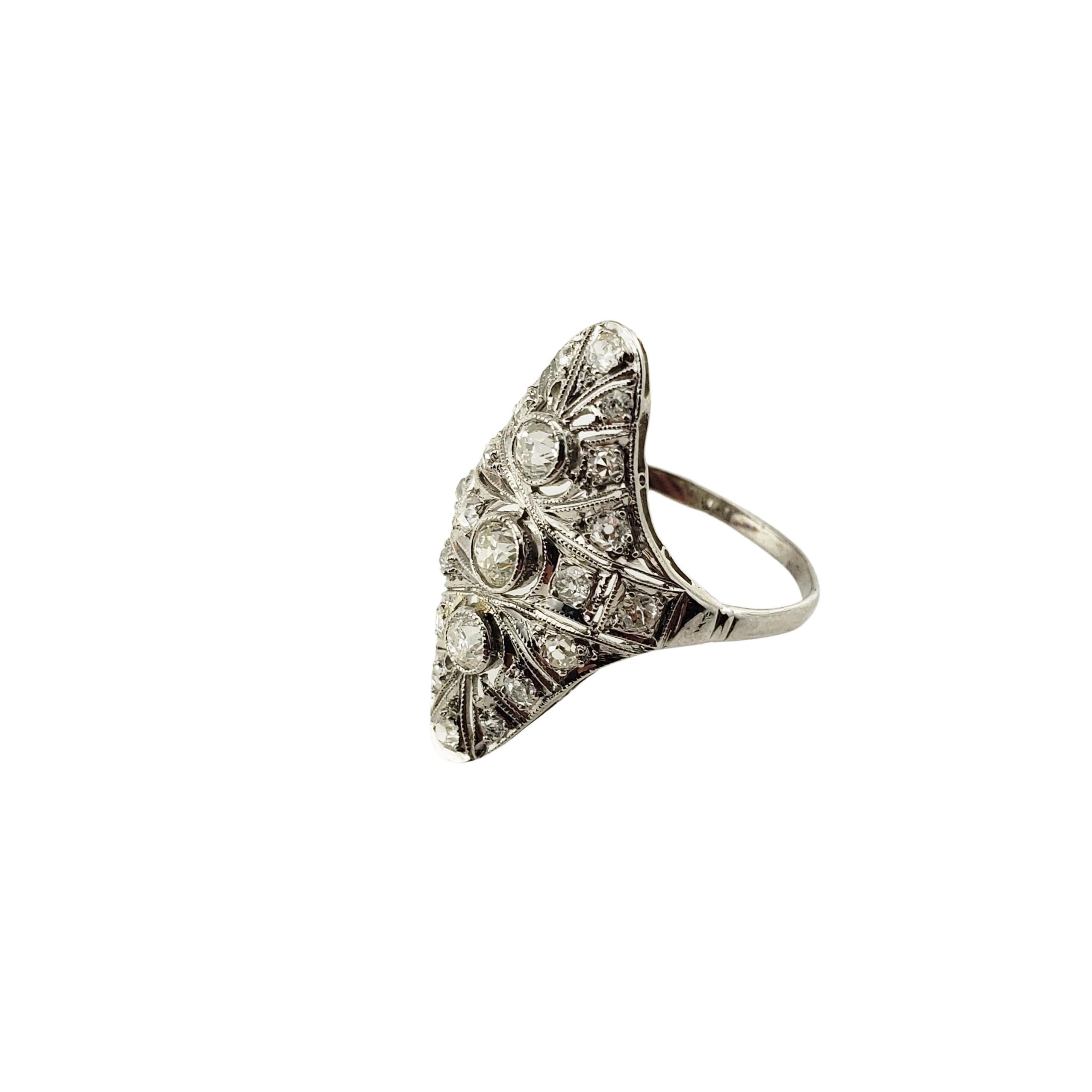 Old Mine Cut Platinum and Diamond Ring For Sale