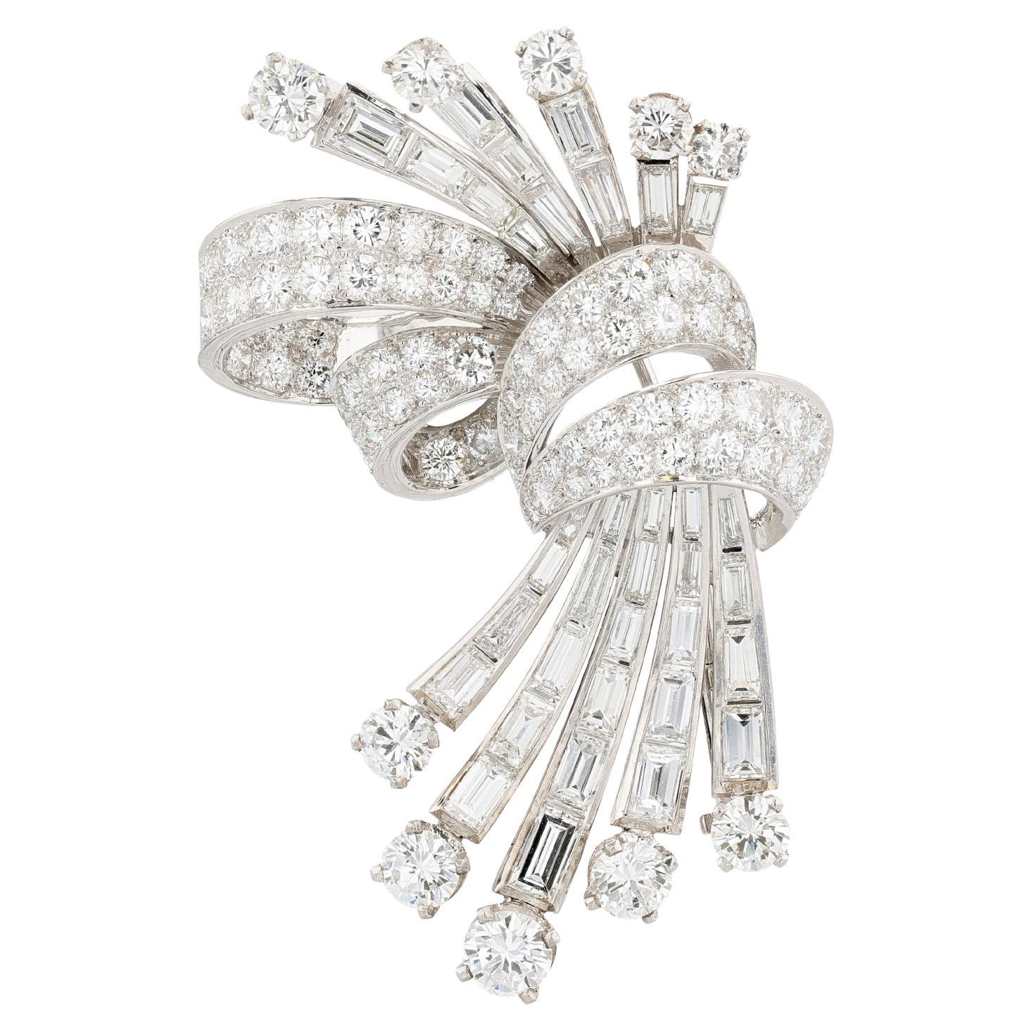 Platinum and Diamond Spray Brooch