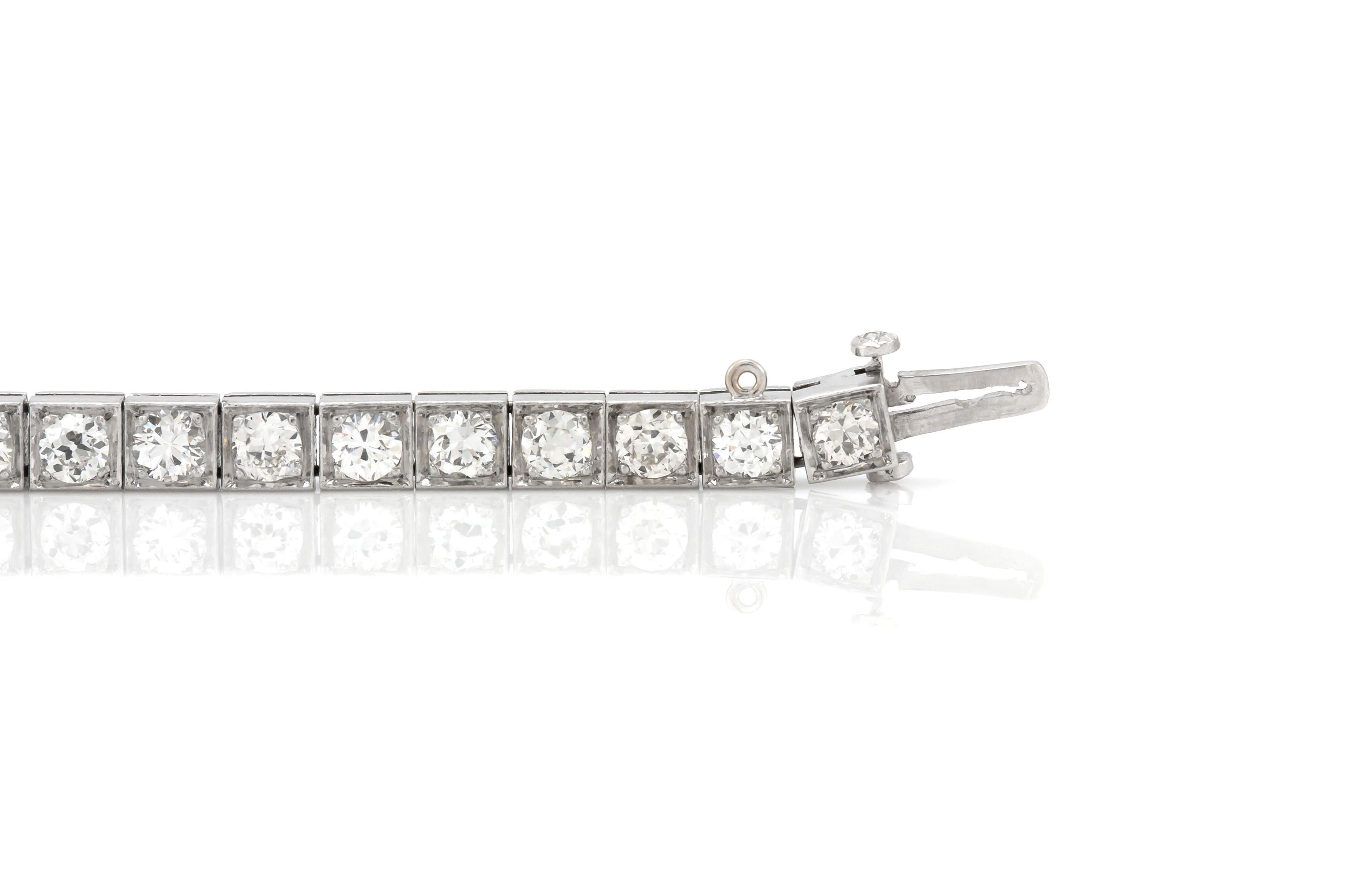 Women's or Men's Platinum and Diamond Straight Line Bracelet