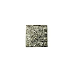 Platinum and Diamond Tile Ring with Milgrain Edges Size 6.5 #18860