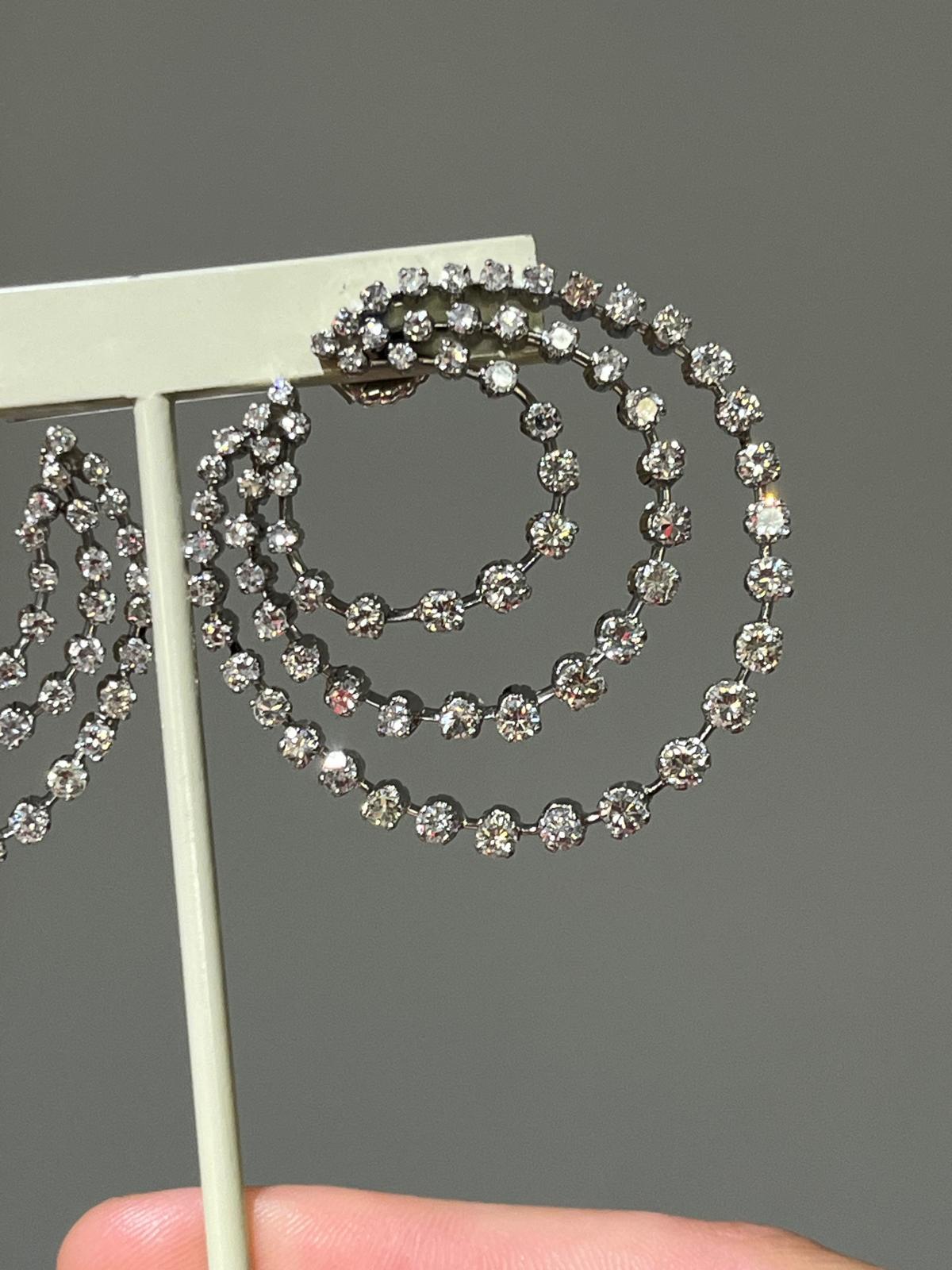 Platinum and Diamond Triple Circle Earrings of Celestial Inspiration In Good Condition For Sale In Princeton, NJ