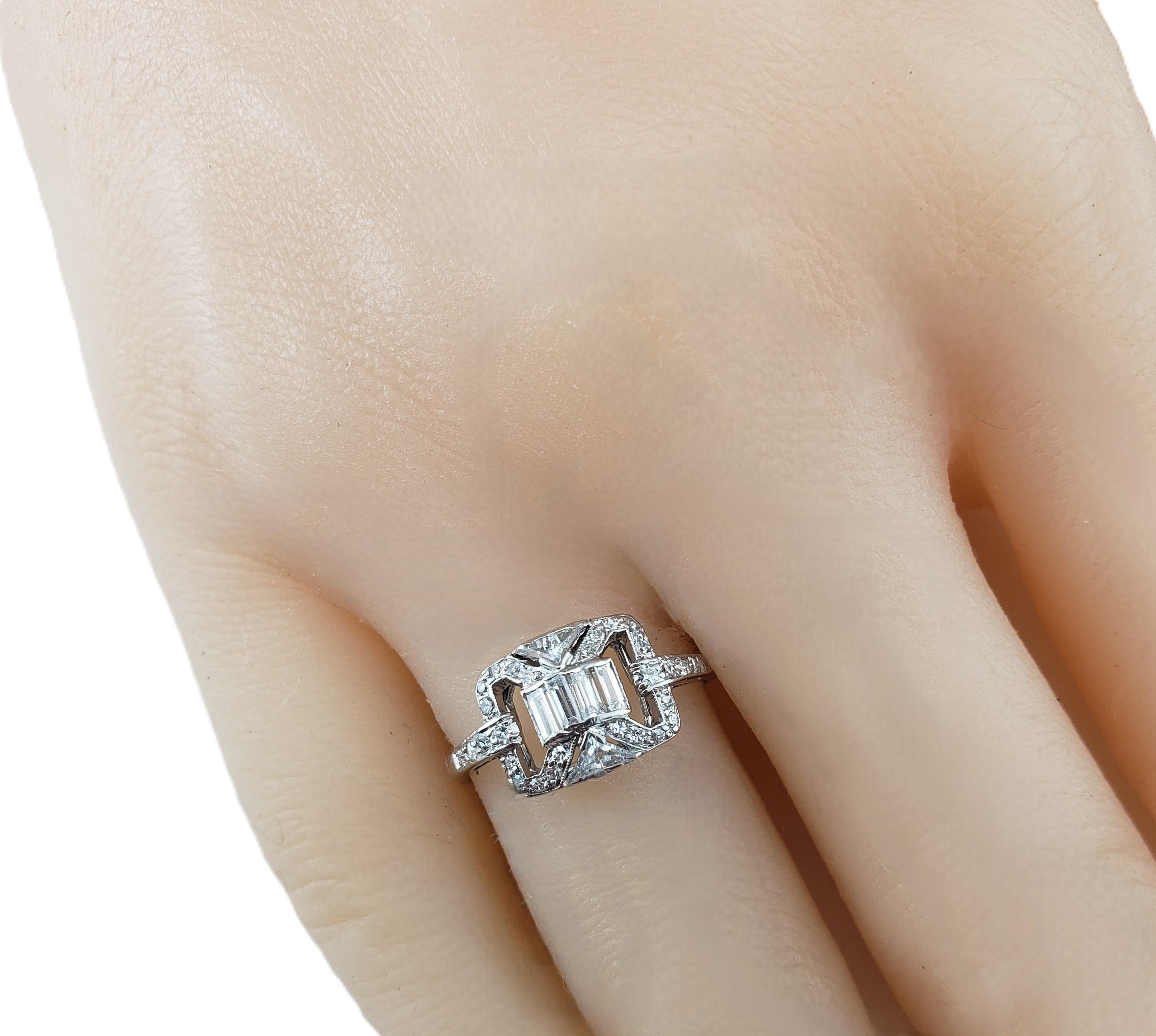 Women's Platinum and Diamond Vintage Style Ring Size 6.5 #21195 For Sale
