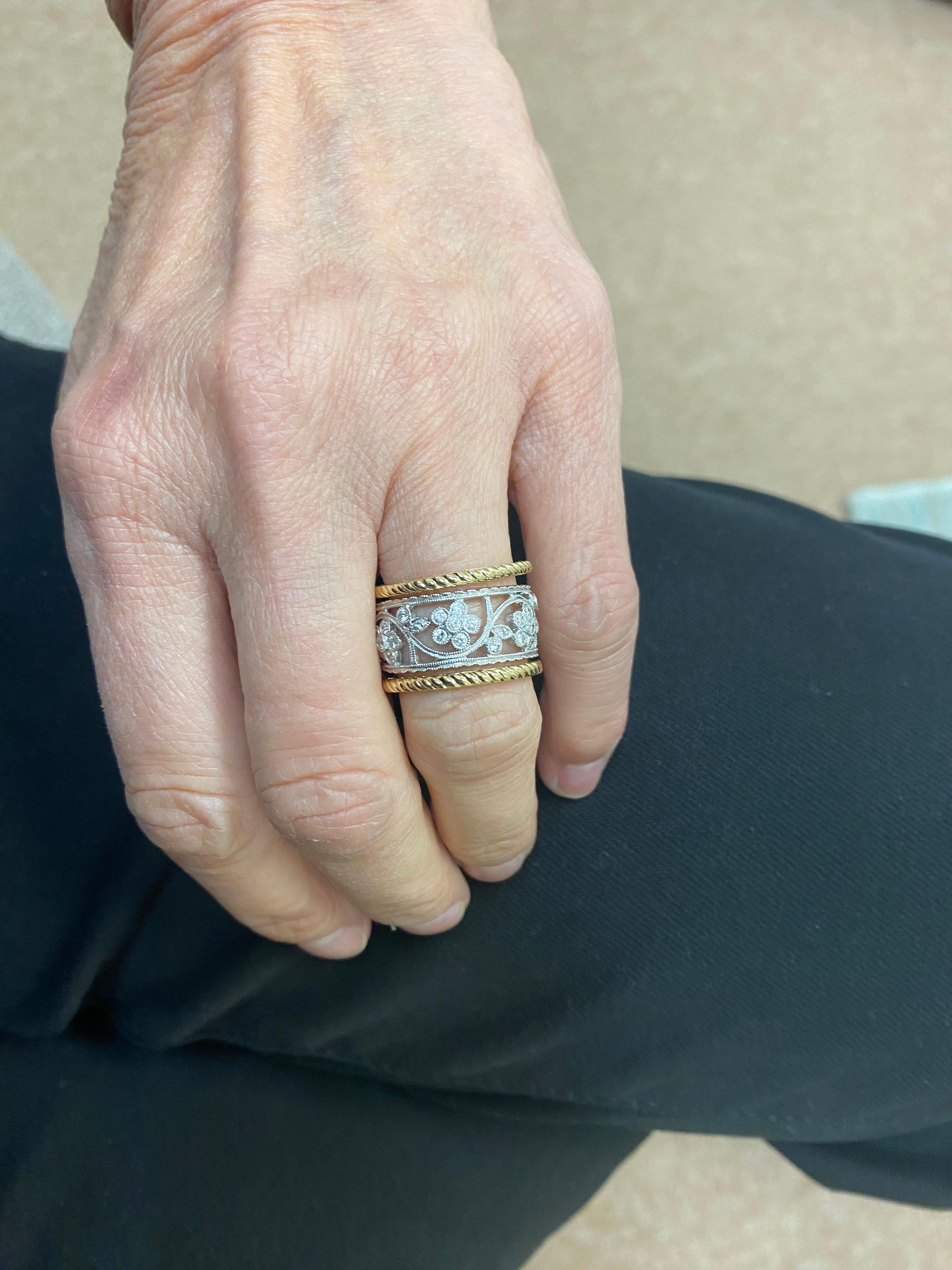 Ehering aus Platin und Diamant (Rundschliff) im Angebot