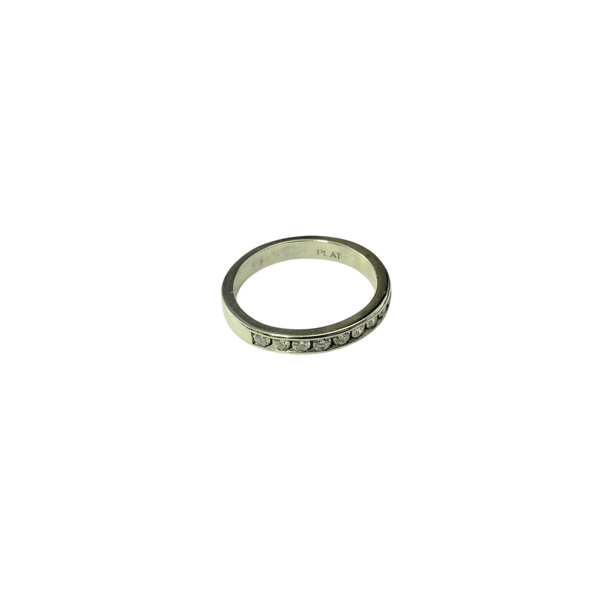 Platinum and Diamond Wedding Band Ring Size 4.75 #20929 In Good Condition In Washington Depot, CT