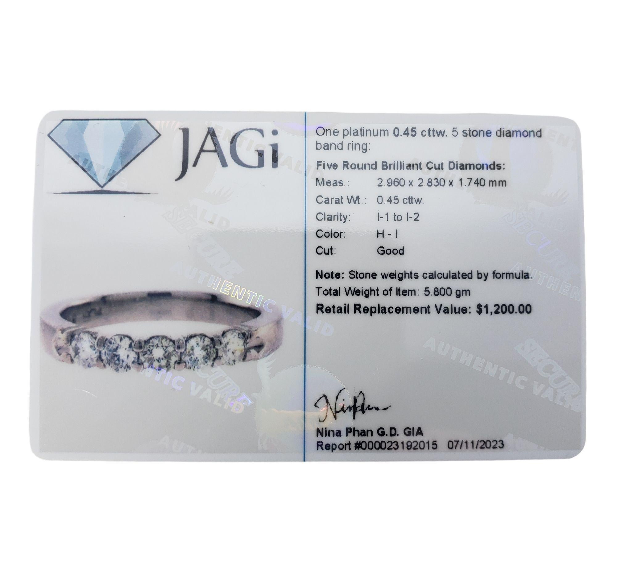  Platinum and Diamond Wedding Band Ring Size 4.75 #15067 4