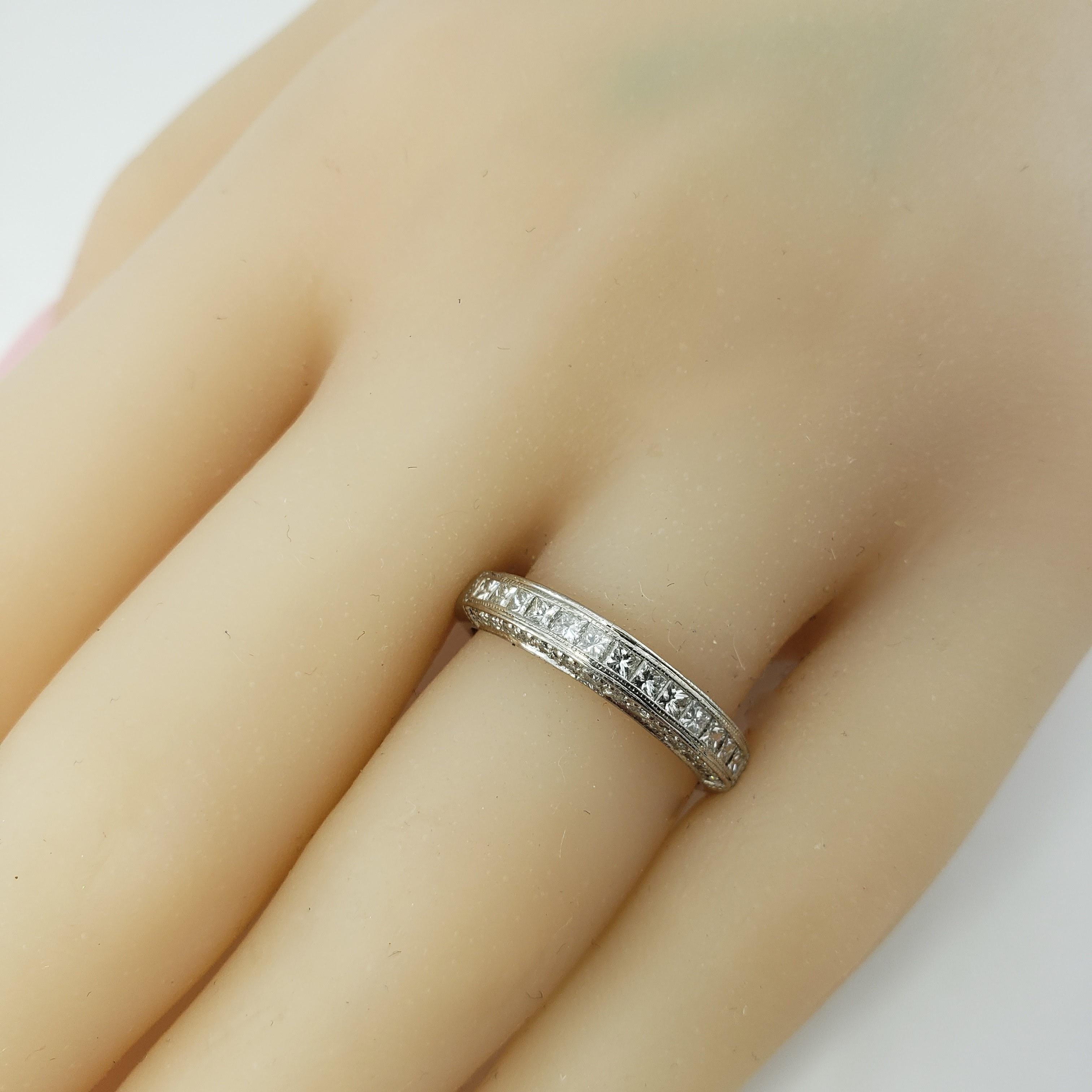 Platinum and Diamond Wedding Band Ring For Sale 2