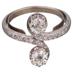 Anello in platino e diamanti antico Toi et Moi