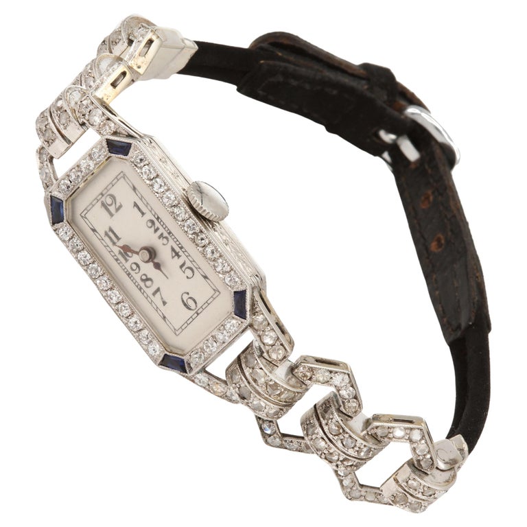 Platinum and Diamonds Art Deco Watch Movement Signed Zenith For Sale at ...