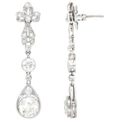 Antique Platinum and Diamonds Droop Earrings