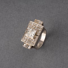 Platinum and Diamonds French Art Deco Ring