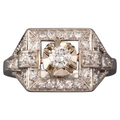 Antique Platinum and Diamonds French Art Déco Ring