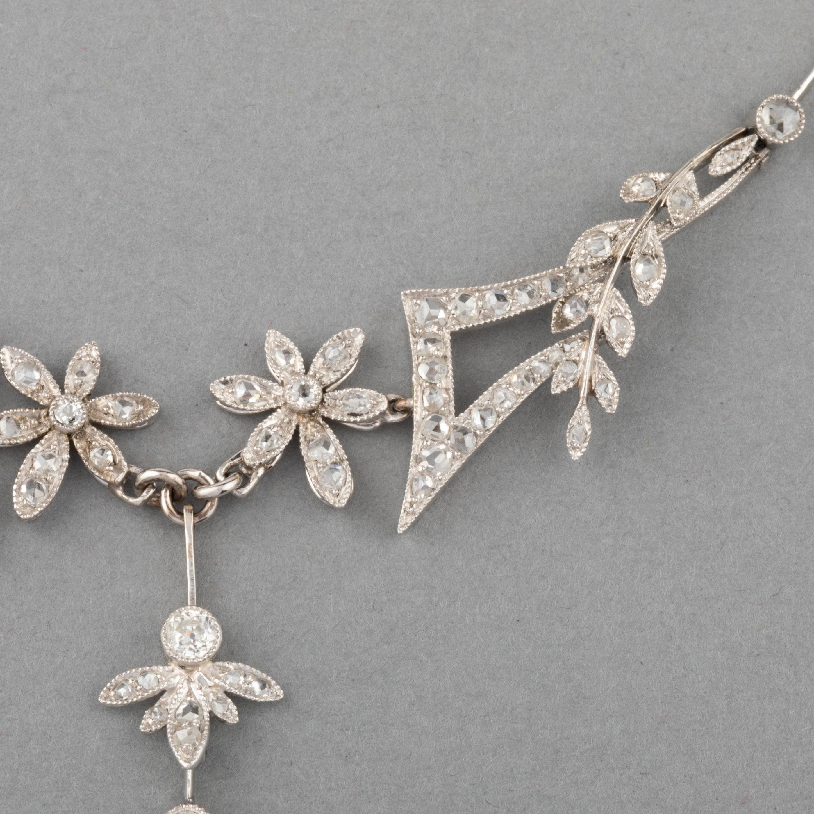 Platinum and Diamonds French Belle Epoque Necklace In Good Condition For Sale In Saint-Ouen, FR