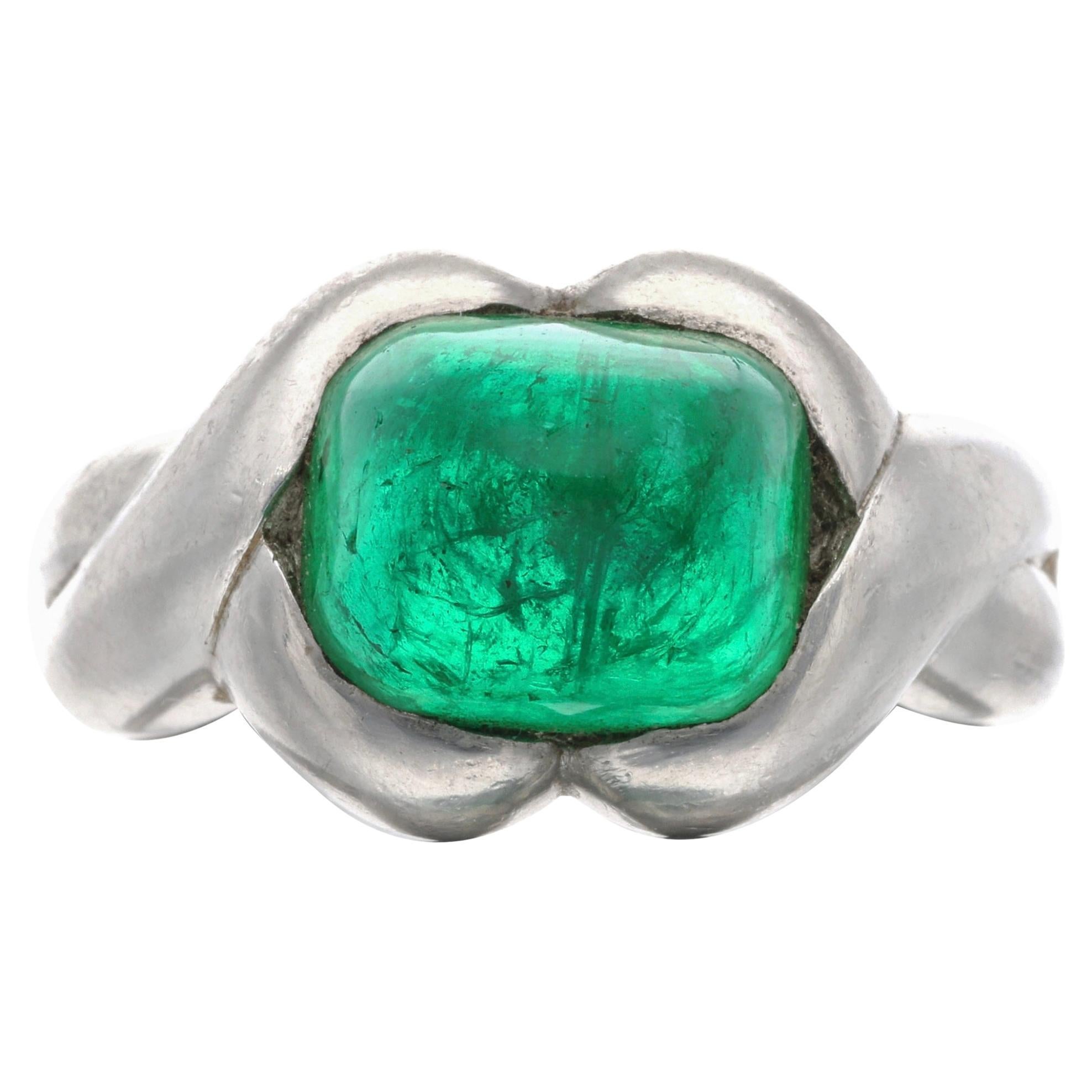 Platinum and Emerald Ring