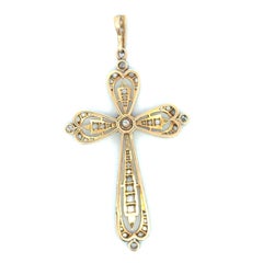 Platinum and Gold Art Deco Diamond Cross Pendant
