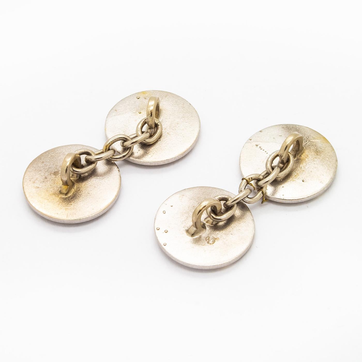 Men's Platinum and Gold Boat Cufflinks, circa 1950 For Sale