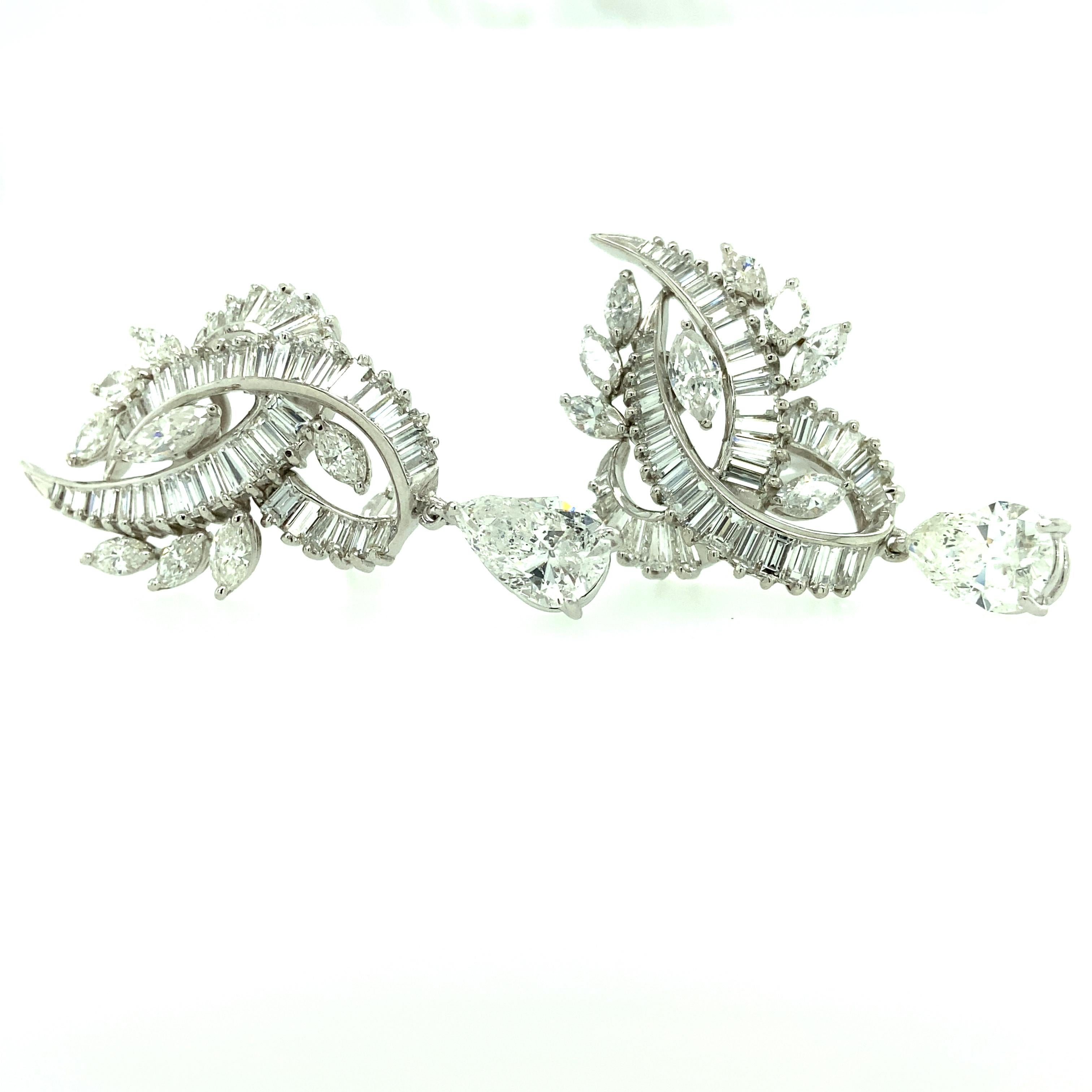 Modernist Platinum and Gold Diamond Earrings