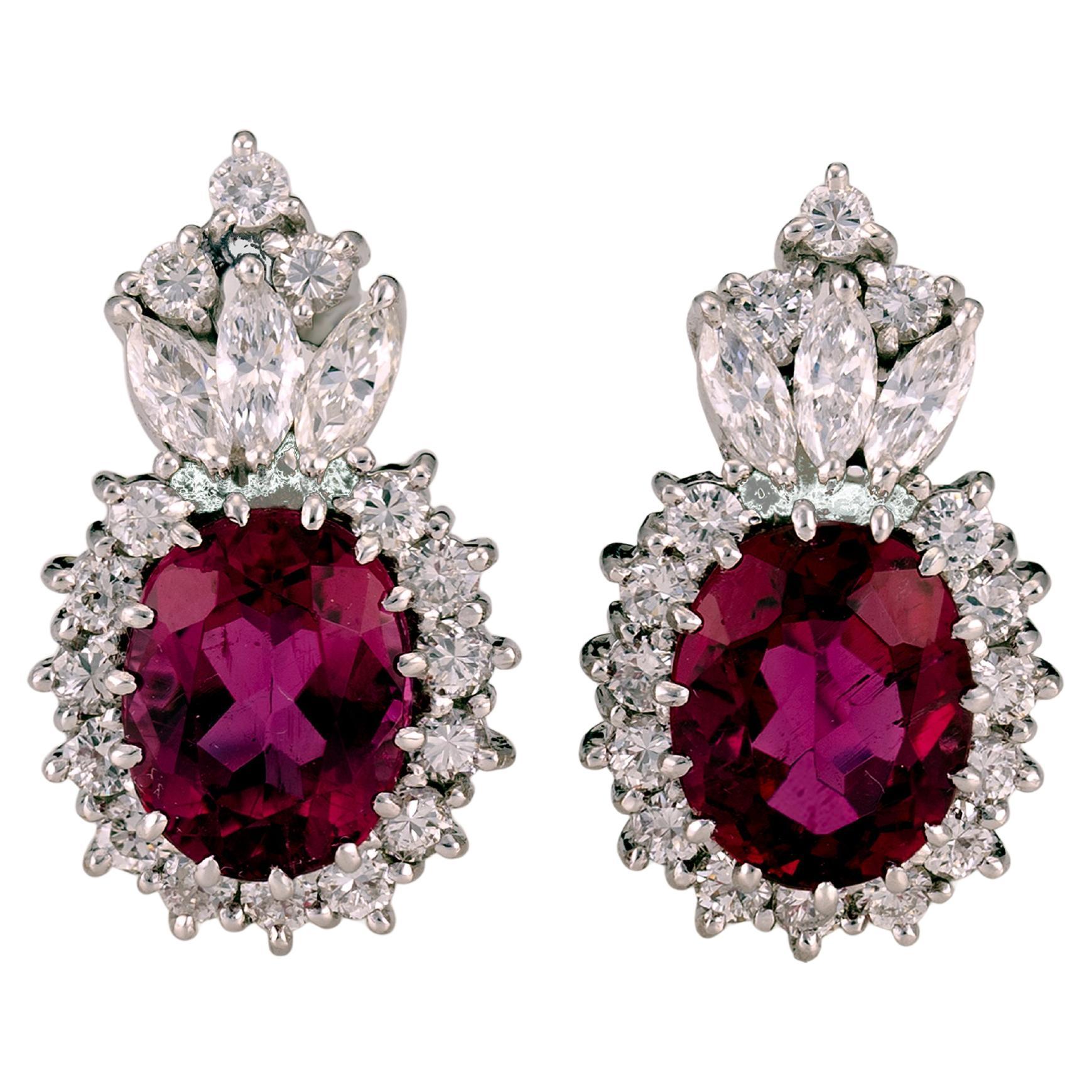 Platinum and gold earrings with tourmalines and diamonds in vendita