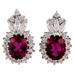 Platinum and gold earrings with tourmalines and diamonds