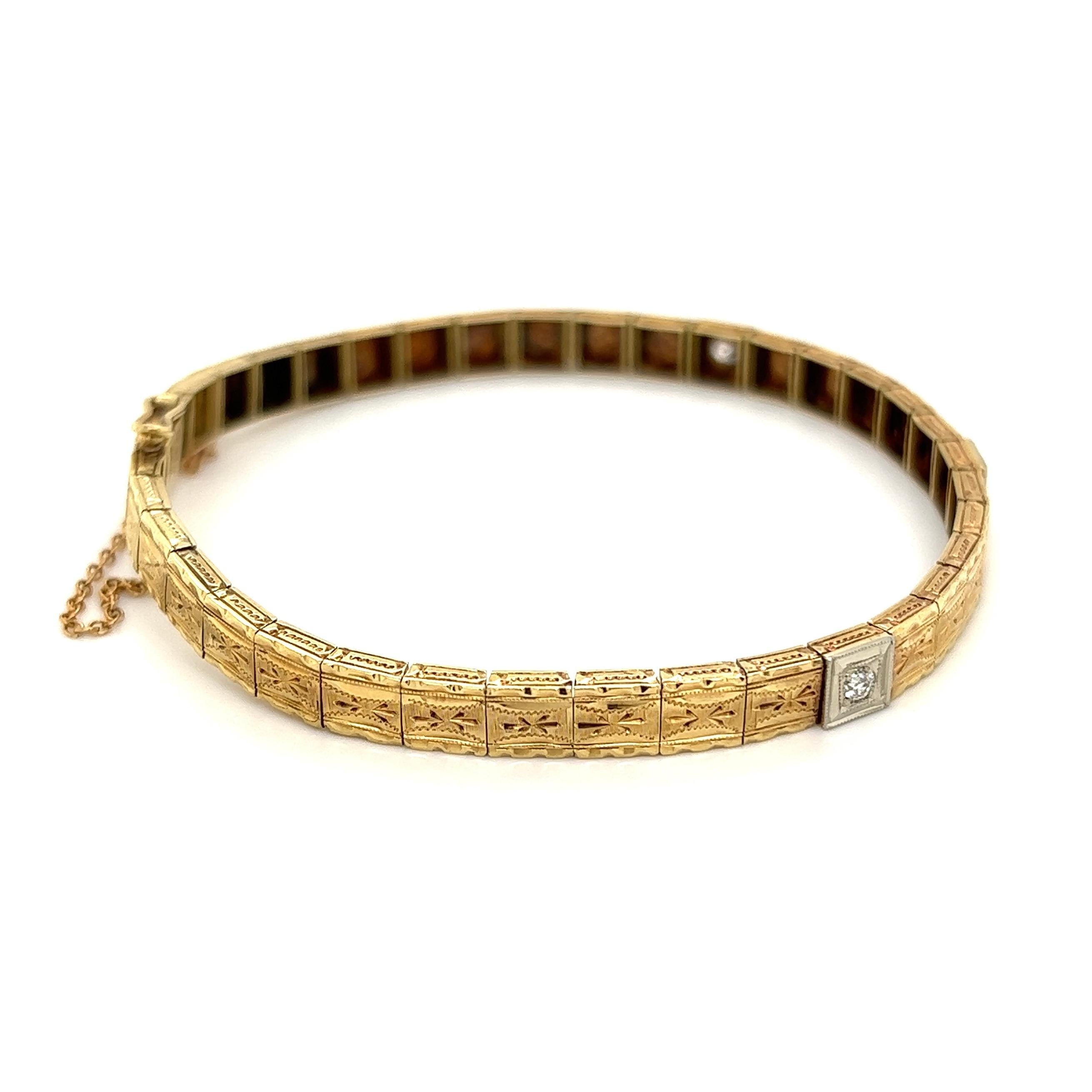 Platinum and Gold Edwardian Diamond Bracelet In New Condition In Montreal, QC