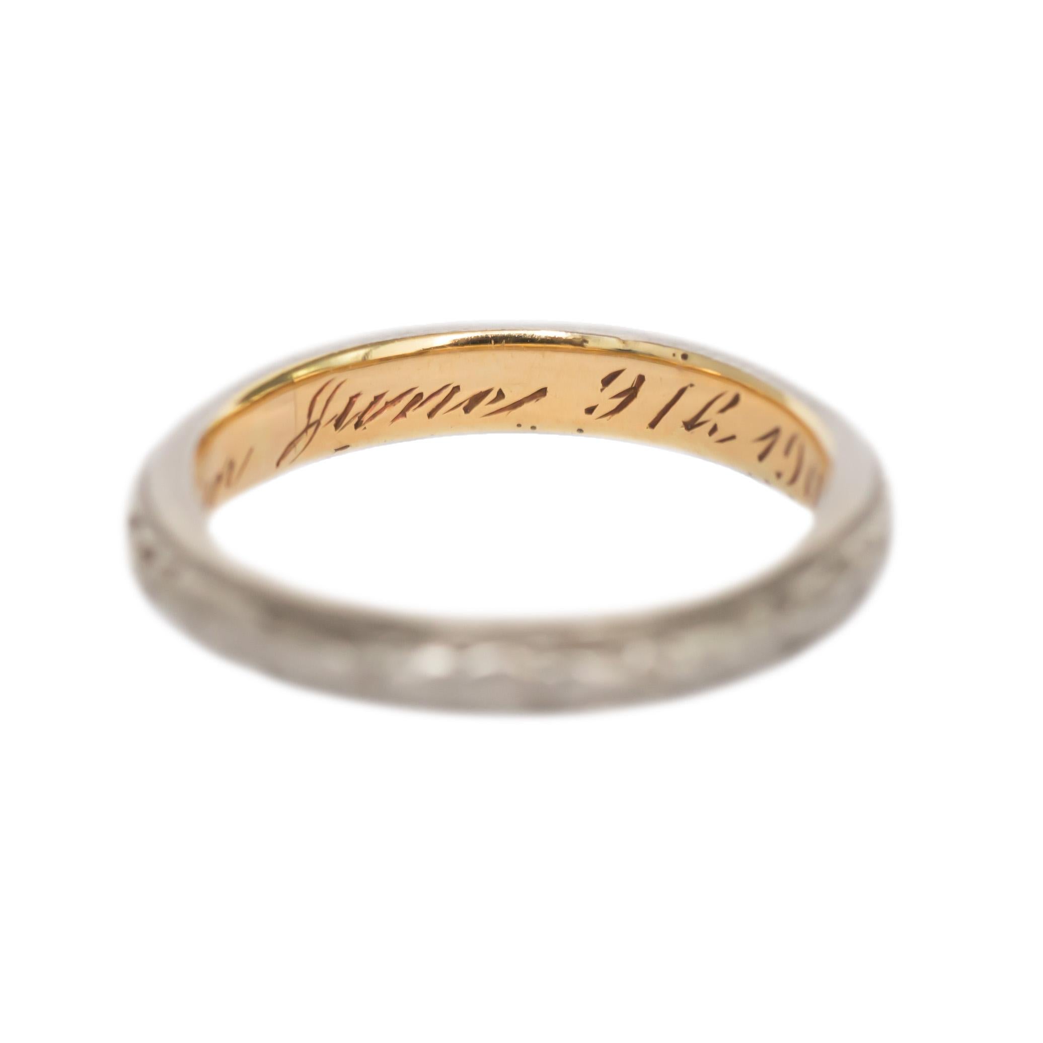 Edwardian Platinum and Gold Inlay Wedding Band For Sale