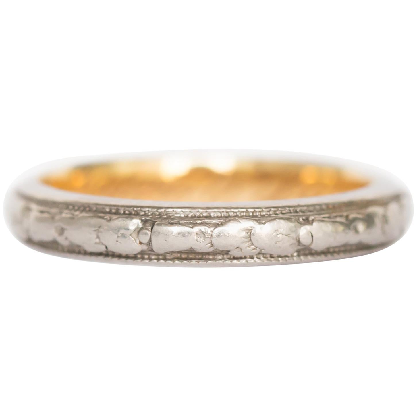 Platinum and Gold Inlay Wedding Band For Sale