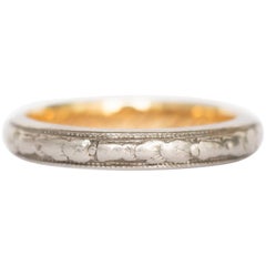 Antique Platinum and Gold Inlay Wedding Band