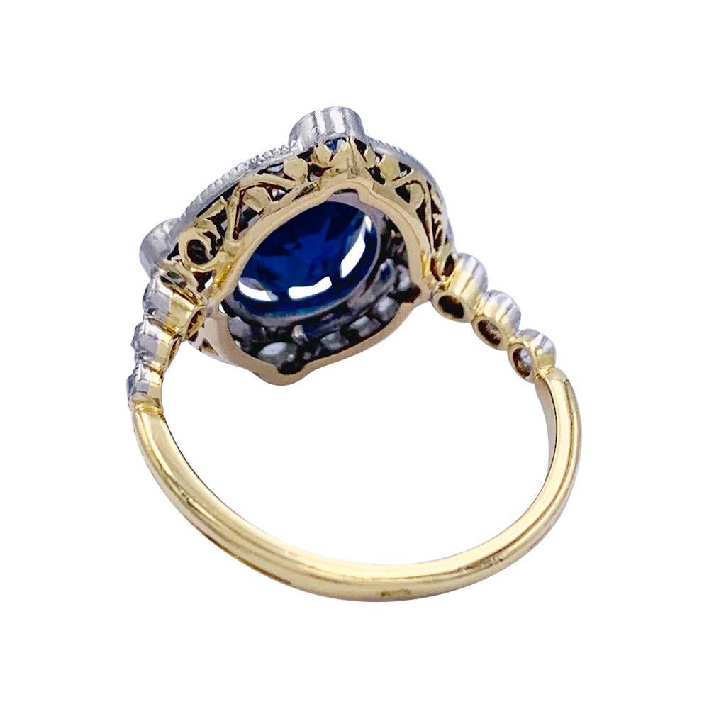 Art Nouveau Platinum and Gold, Sapphire and Diamonds 1910s Ring For Sale