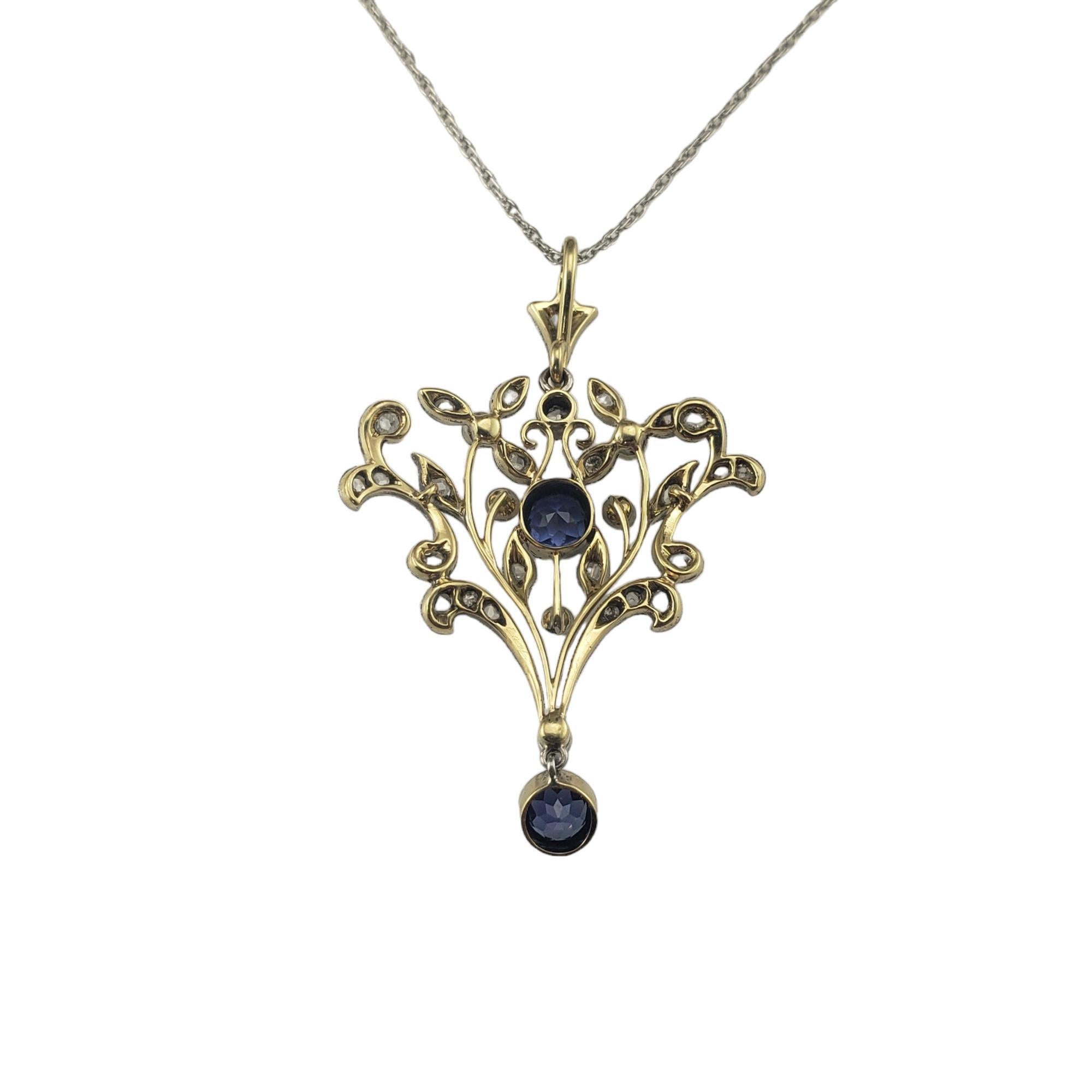 Women's Platinum and Gold Sapphire, Pearl and Diamond Pendant Necklace #16822 For Sale