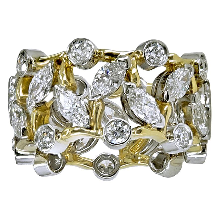 Platinum and Gold Schlumberger Tiffany & Co. Vigne Ring