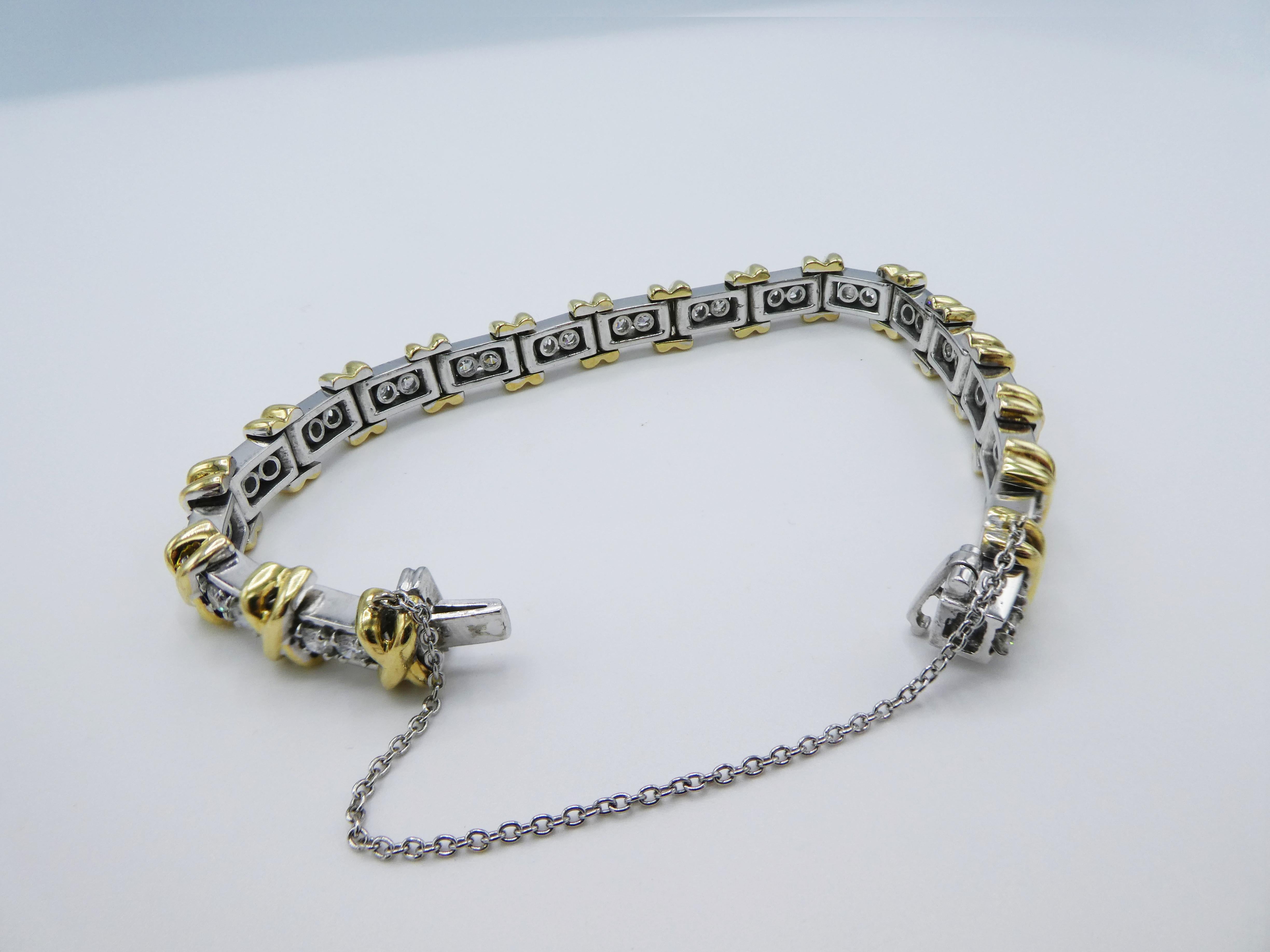 two tone diamond tennis bracelet