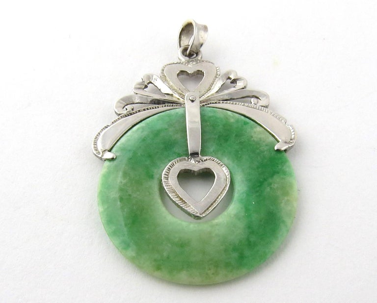 Platinum and Jade Heart Circular Pendant at 1stdibs