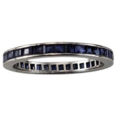 Platinum and Natural Blue Sapphire Eternity Band Ring Size 7 #20279