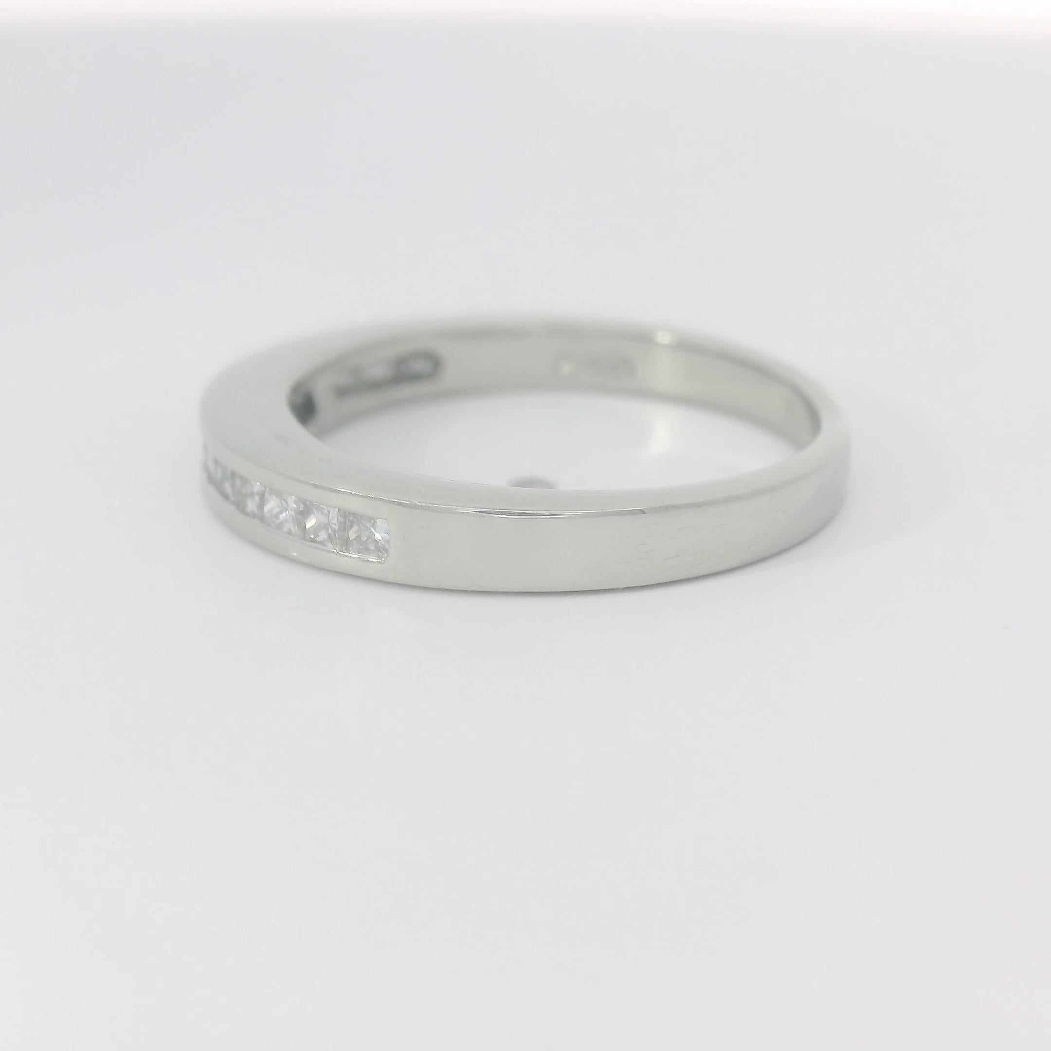 Princess Cut Platinum and Natural Diamond Band For Sale