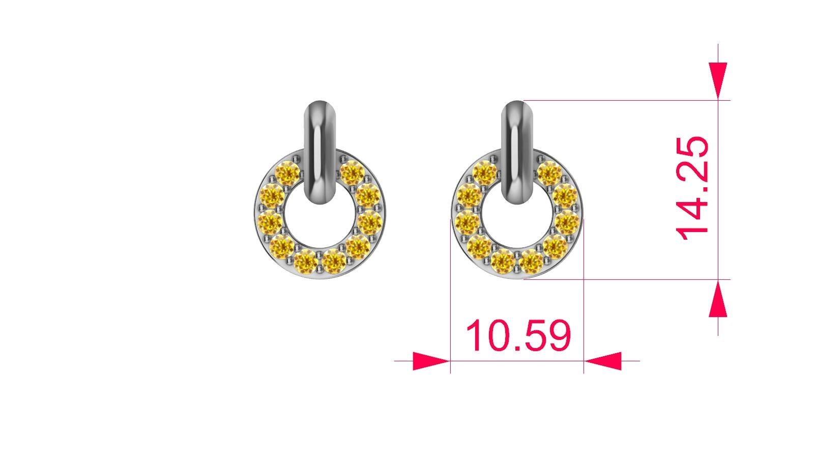 Platinum and Natural Vivid Yellow Diamonds Petite Dangle Earrings For Sale 2