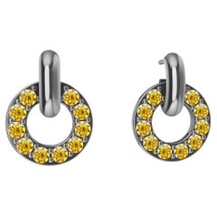 Platinum and Natural Vivid Yellow Diamonds Petite Dangle Earrings