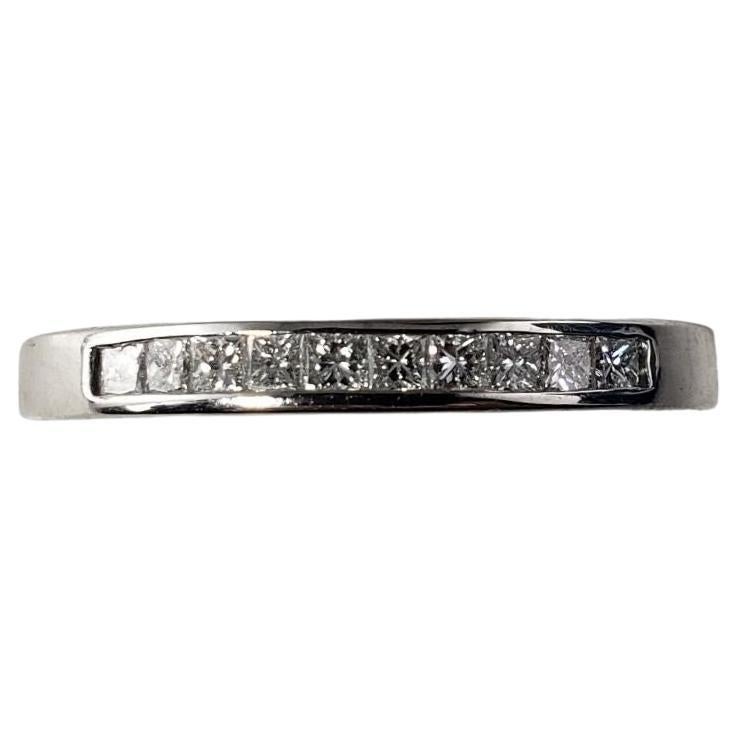 Platinum and Princess Diamond Wedding Band Ring For Sale