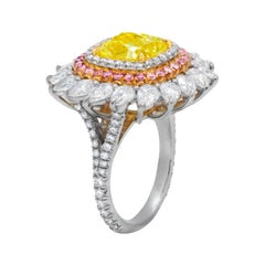 Platinum and Rose and Yellow Gold Ring with Pear Shape Diamonds