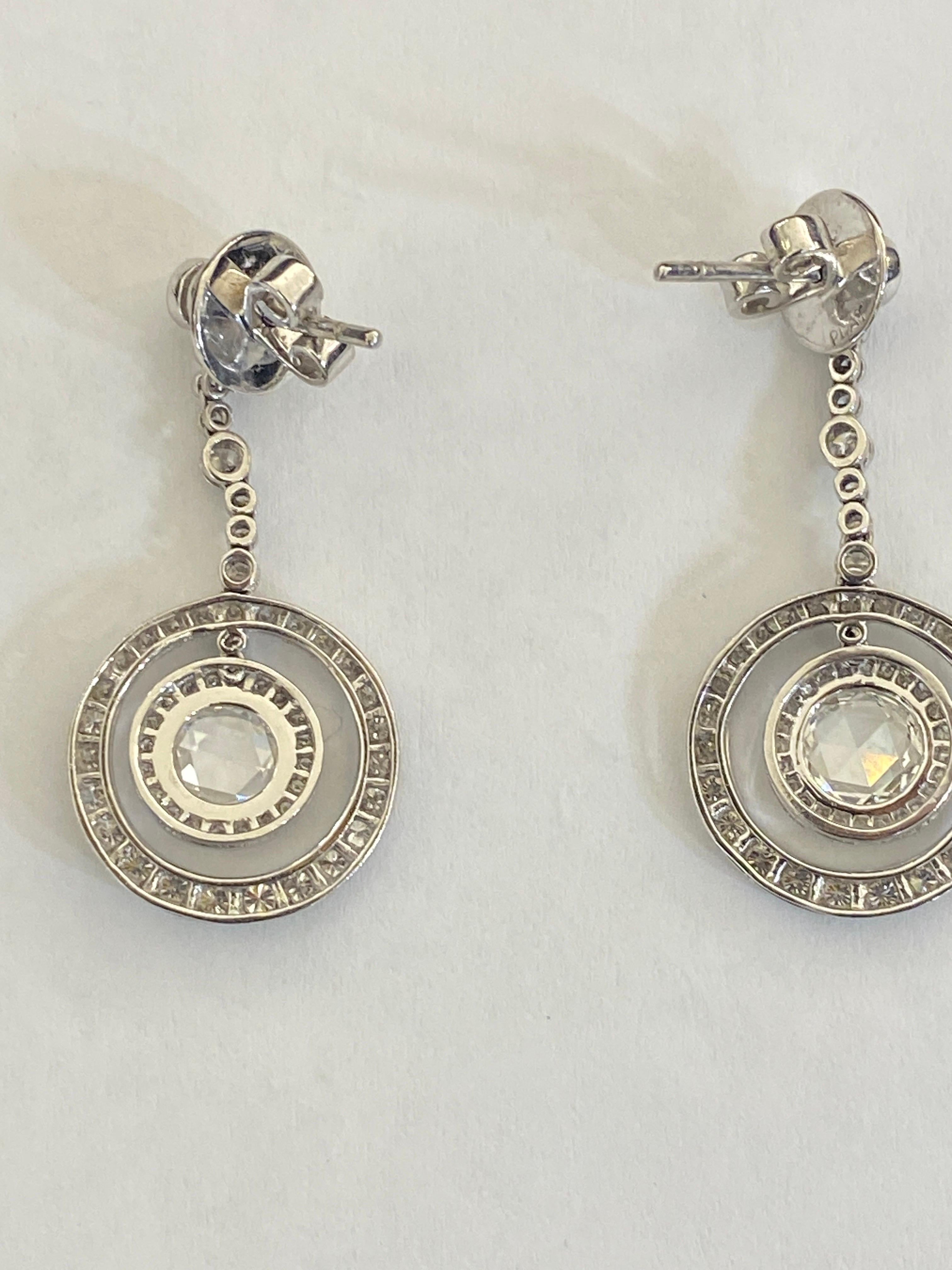 Orecchini in platino e diamanti taglio rosa In condizioni ottime in vendita a New York, NY