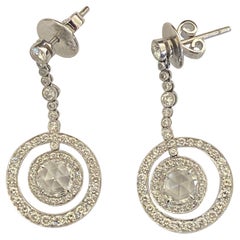 Platinum and Rose Cut Diamond Earrings