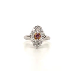 Platinum and Rose Gold 0.11ct Round Australian Argyle Pink Diamond Cluster Ring