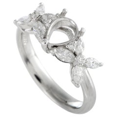 Platinum and Round and Marquise Diamond Pear Mounting Ring